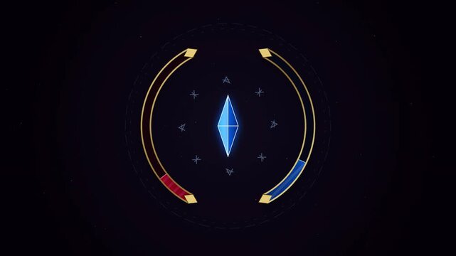 Circular game health bar and mana hud with crystal center