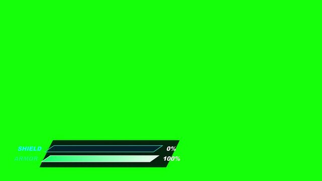 Gaming health and shield status bars with progress indicators