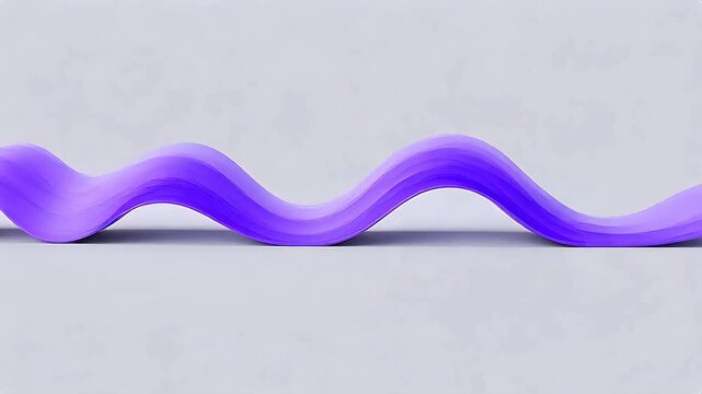 Purple wavy band object on a solid light gray background