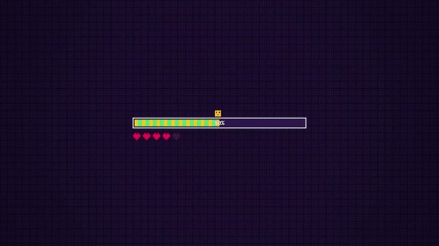 Retro gaming hud with loading bar and health indicators