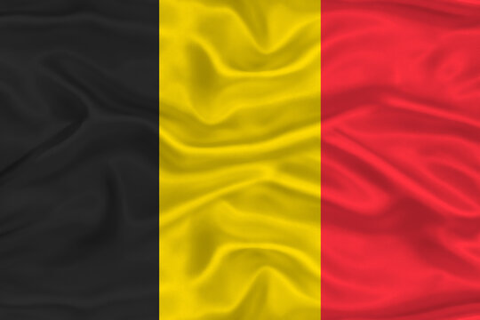 Belgian flag textured with fabric background. Flag of Belgium with a soft fabric texture