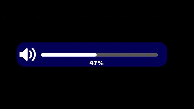 Audio Volume Indicator with Progress Bar on transparent background