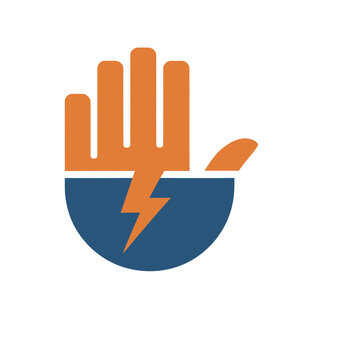 Hand with lightning bolt logo