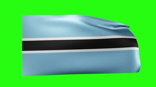 Botswana flag waving on green screen background looped footage