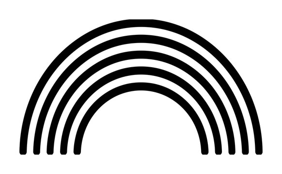 Black and white rainbow silhouette vector icon isolated on white background