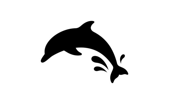 Dolphin silhouette jumping out of water vector design illustration icon