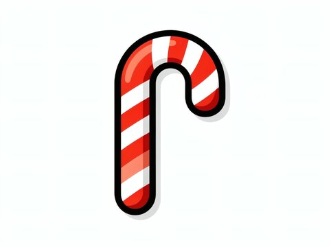 Candy cane features classic red and white stripes rendered in a clean graphic style that is perfectly suited for holiday season promotional marketing and festive design materials.
