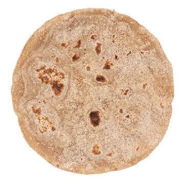 A single round traditional indian roti or chapati bread, ready to be served with a delicious meal.