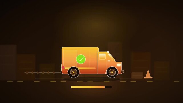 Delivery van with parcel loading animation