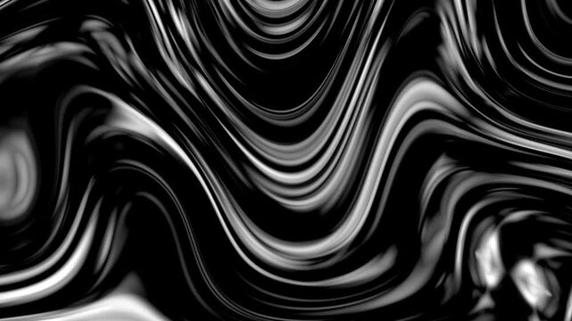 Hypnotic silver liquid flowing waves create a dynamic swirling motion background