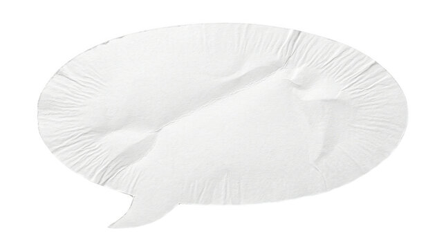 A simple white round speech bubble icon with a small tail for text or communication design elements presented as an isolated on transparent background