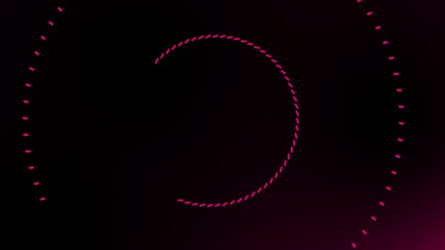 Dynamic pink dotted circles rotate on dark background for digital content and presentations