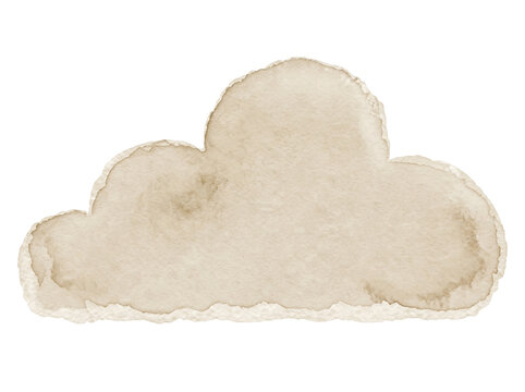 Cloud shaped watercolor paper cutout with ragged deckle edges for creative layout.
