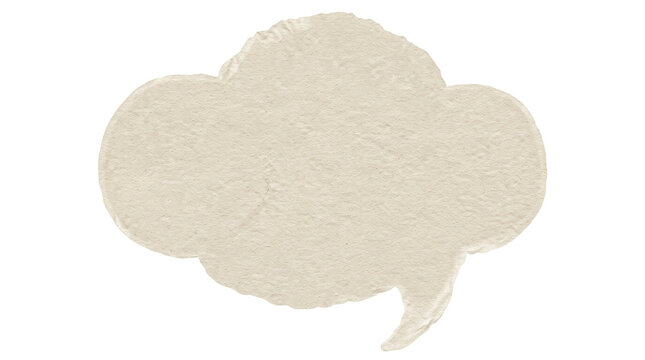 Textured paper speech bubble icon on transparent background for comic dialogue.