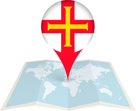Guernsey Flag Pointer on World Map