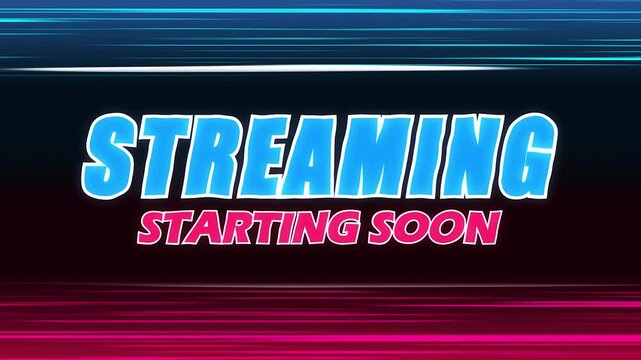 Streaming Starting Soon text animation in blue and pink color with speedy line effect, live stream, Gaming Events