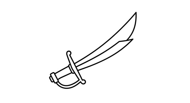 Cutlass Pirate Sword Outline Icon Vector