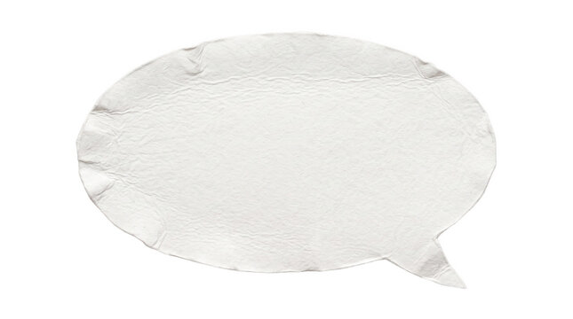 A simple white round speech bubble shape for text messages or comic book dialogue design elements presented as an isolated on transparent background