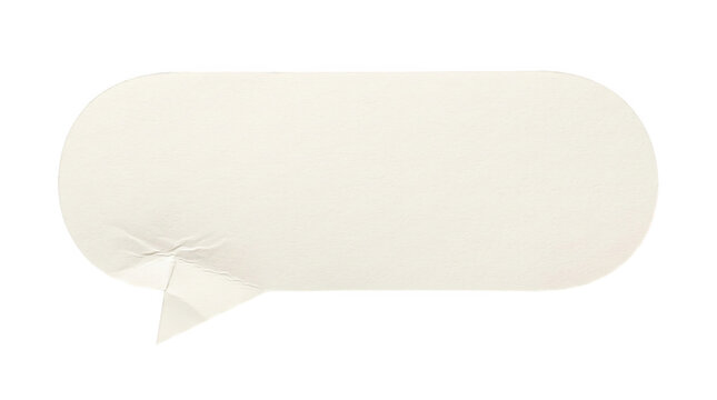 A simple white blank speech bubble with rounded corners used for text and communication design elements shown as an isolated on transparent background