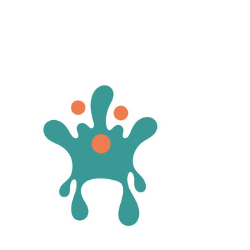Teal blob with orange dots isolated on transparent background