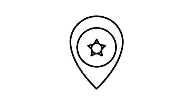 Location Pin Icon with Star Inside, Navigation Concept, Map Marker Symbol