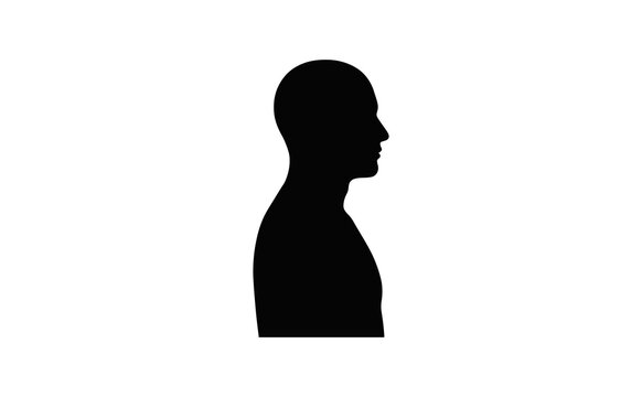Male profile silhouette vector illustration of a head and neck contour