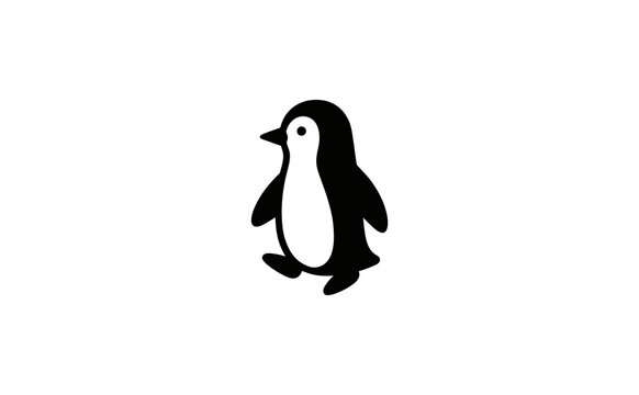 Penguin vector icon silhouette illustration isolated on white background
