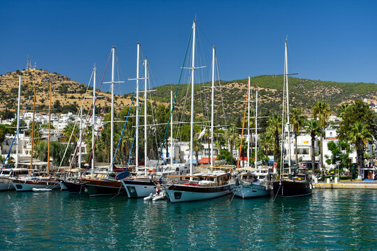 Coastline View of Bodrum Center Marina in Turkey
