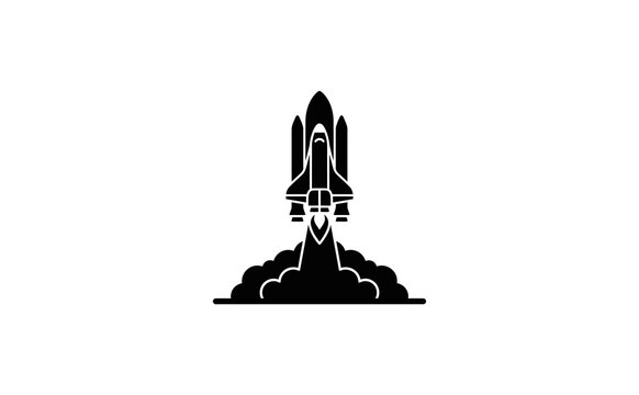 Space shuttle launch vector icon isolated on a clean white background