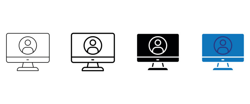 User session device icon showing a profile on a computer screen for account and device access.