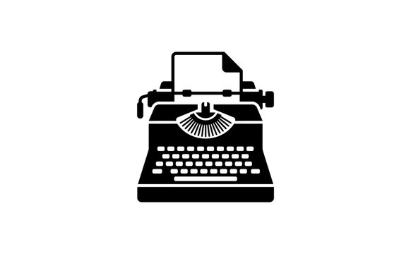 Typewriter icon vector logo illustration isolated on white background symbol