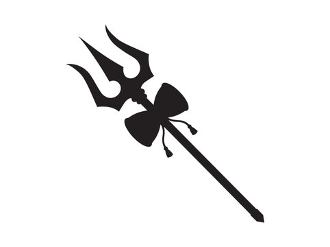 Lord Shiva Trishul With Damru Black Silhouette Vector Icon