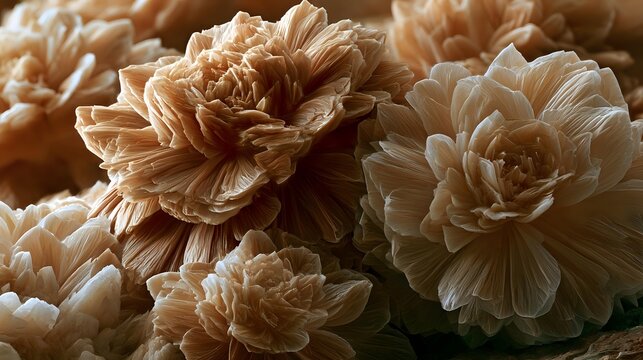 Intricate gypsum rosettes developing through evaporite mineral growth illuminated by warm neutral lighting exceptional earth science background with crisp realistic detail