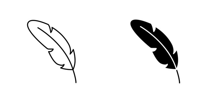 Feather icon flat outline in black