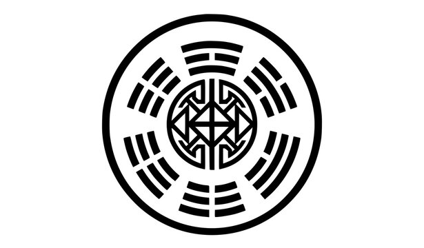 Anime Inspired Trigram Seal Symbol &ndash; Black and White Isolated Vector Icon