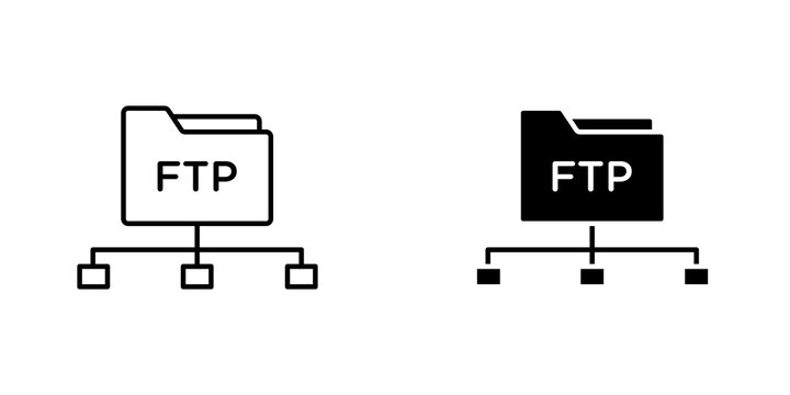 FTP icon flat outline in black