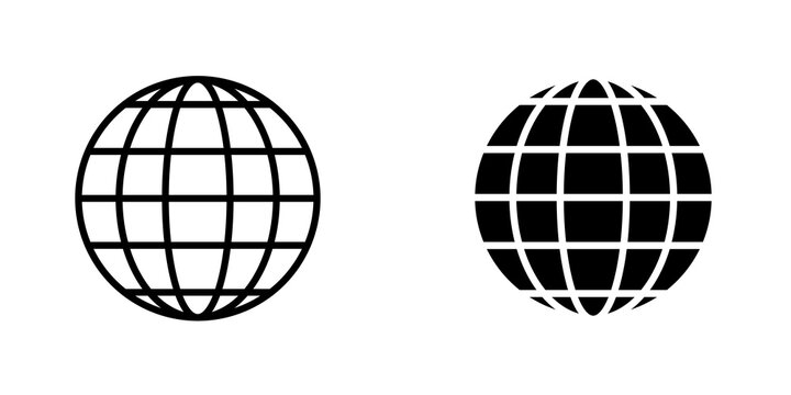 Globe icon flat outline in black
