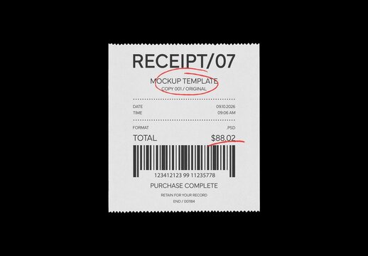 Short Receipt Mockup For Branding And Merchandise Design