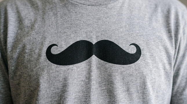 Mustache symbol on a t-shirt representing Movember men's health  