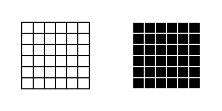 Grid icon flat outline in black