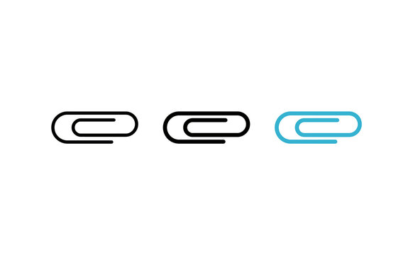 Minimalist paperclips in black and blue arranged horizontally against white background