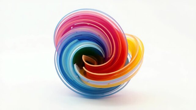 Abstract colorful shape on white background, 4k seamless loop animation, organic srtructure.
