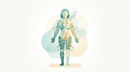 Fototapeta premium A person focused on body wellness through detox cleanse and lymphatic system support for toxin removal.