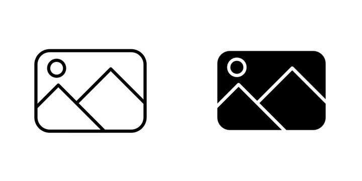 Image icon flat outline in black