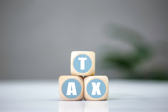 tax on wooden blocks. tax return and submit tax for payment tax documents online. Financial concept