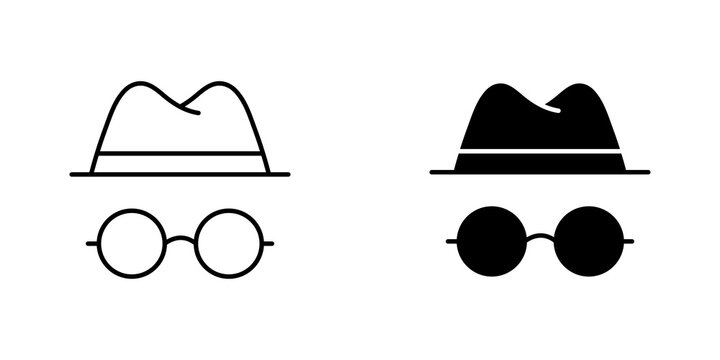 Incognito icon flat outline in black