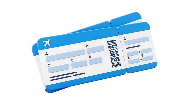 Two blue airline boarding pass tickets for travel isolated on white background isolated on white background
