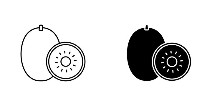 Kiwi icon flat outline in black