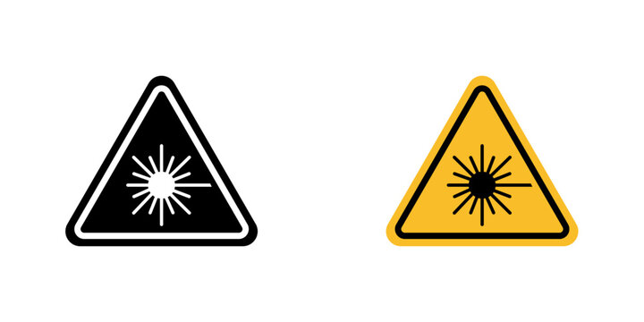 Laser warning icon flat outline in black
