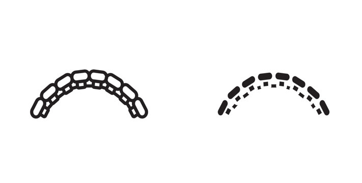 Lingual braces icon flat outline in black